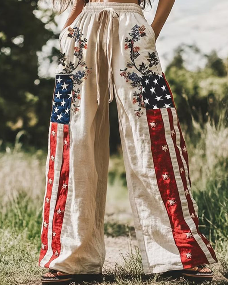 Flag-Print Holiday Trousers