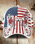 Do Old Grinding White Stars And Stripes 1776-2026 Flower Five-pointed Star Printed Casual Cap