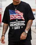 United States Memorial Day Remember And Honor United States Flag Printed Round Neck Short-Sleeve T-Shirt