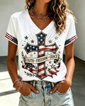 Women'S Belief Print Casual V-Neck T-Shirt