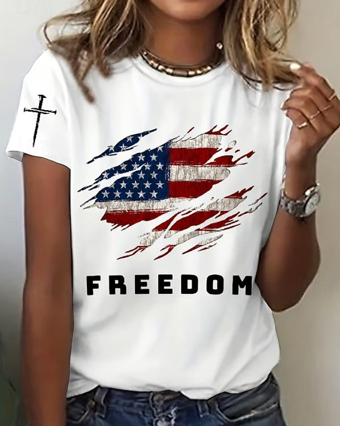 100% Cotton 250th Anniversary of Freedom Crew Neck Short Sleeve Tshirt
