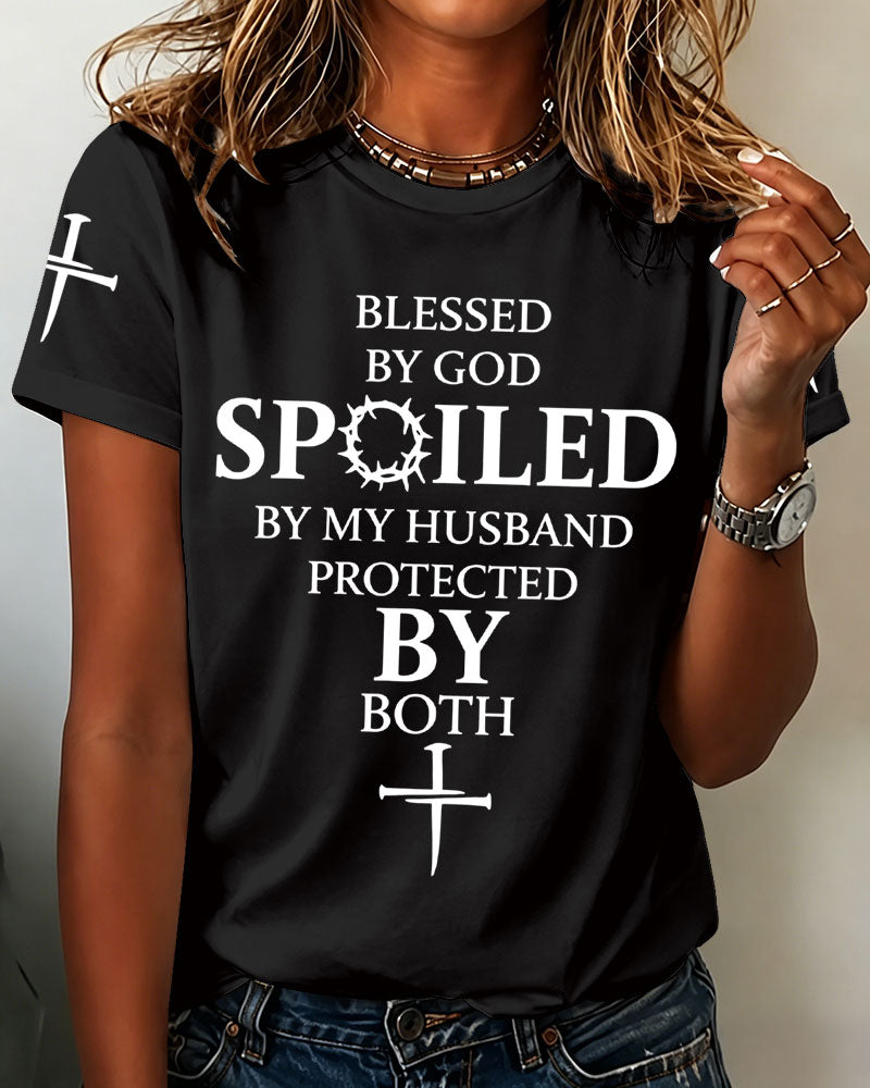 100% Cotton Blessed By God Crew Neck Short Sleeve Tshirt