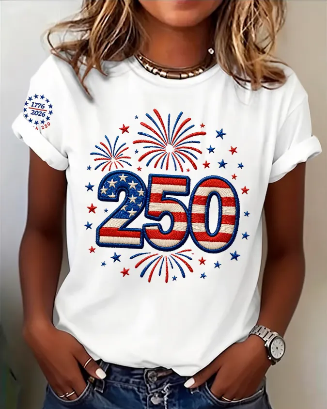 100% Cotton Celebrating The 250th Anniversary Crew Neck Short Sleeve Tshirt
