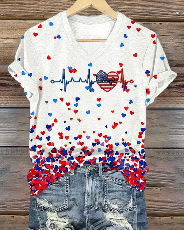 Women's 250th Anniversary Art Print V-neck Short Sleeve Tshirt