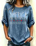 Retro GOD SHED HIS GRACE ON THEE Print Crew Neck Blouse