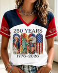 250th Anniversary Art Illustration Print V-neck Short Sleeve Tshirt