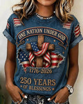 250th Anniversary Cross Print Crew Neck Short Sleeve Tshirt