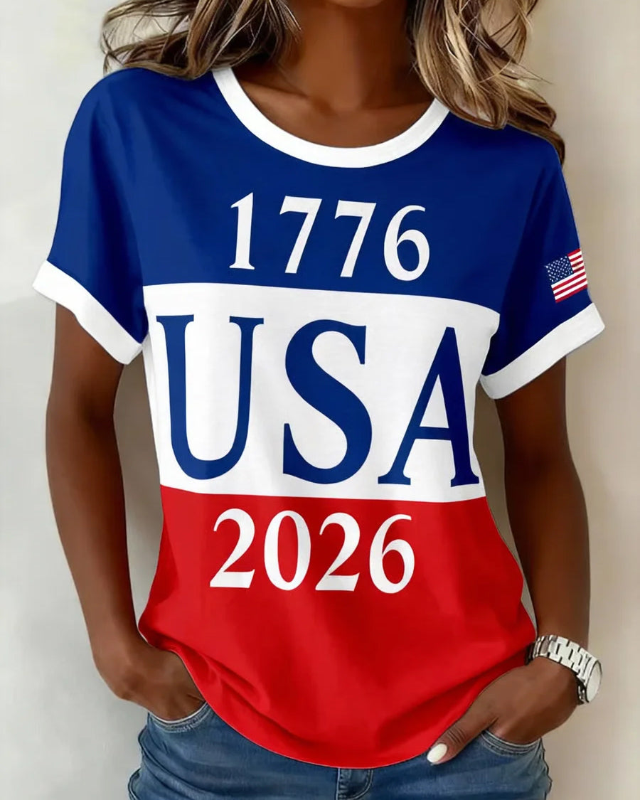 250th Anniversary Digital Print Crew Neck Short Sleeve Tshirt