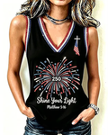 250th Anniversary Fireworks Print V-Neck Vest