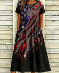 250th Anniversary Flag Diamond Print Pocket Casual Dress