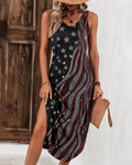250th Anniversary Flag Print Sleeveless Casual Dress