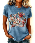 250th Anniversary Fun Alphabet Rose Print Crew Neck Short Sleeve Tshirt