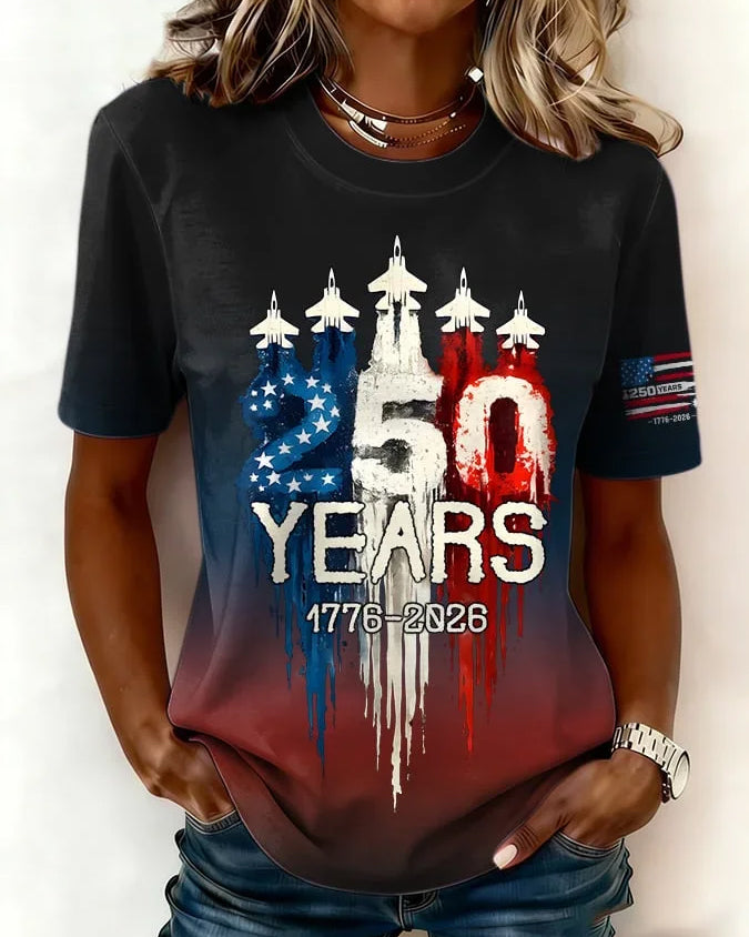 250th Anniversary Gradient Print Crew Neck Short Sleeve Tshirt