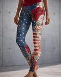 250th Anniversary National Flag Rose High-waisted Fitted Stretchy Leggings