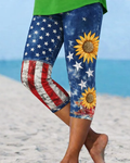 250th Anniversary National Flag Sunflower High-waisted Fitted Stretchy Leggings