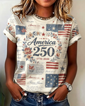 250th Anniversary Retro Poster Print Crew Neck Short Sleeve Tshirt