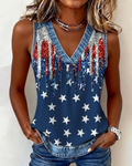 250th Anniversary Sequin Star Print V-Neck Tank Top