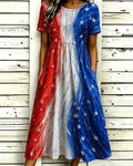 250th Anniversary Silver Star Print Pocket Casual Dress