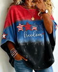 250th Anniversary Star Letter Round Neck Loose Top