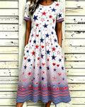 250th Anniversary Star Stripes Print Pocket Casual Dress