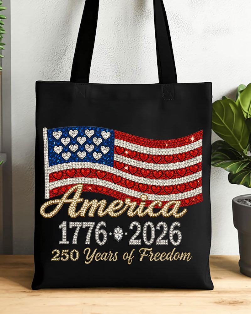250th Anniversary of the American Flag Zipper Canvas Tote Bag