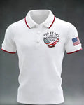250th Anniversary Commemorative White-Eagle-Print Short-Sleeve Polo Shirt