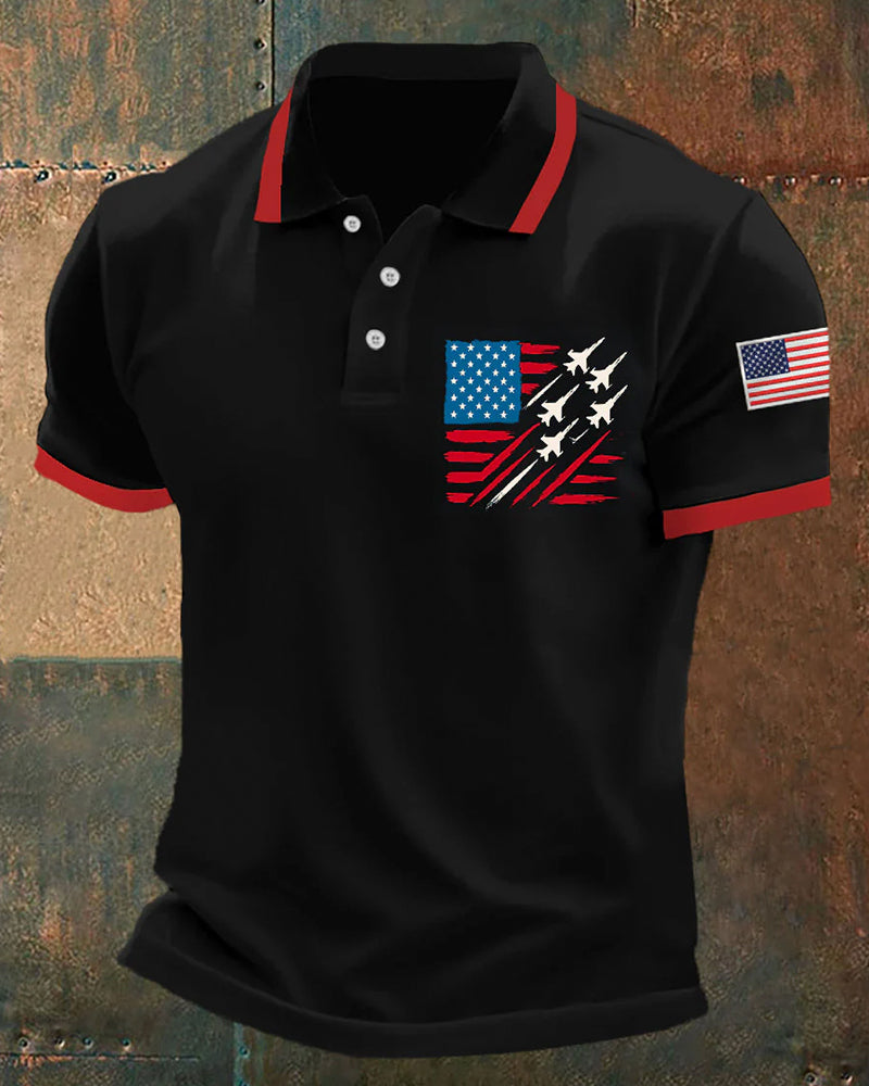 Fighter Formation Stars And Stripes Patriotic Theme Men's Polo Shirt