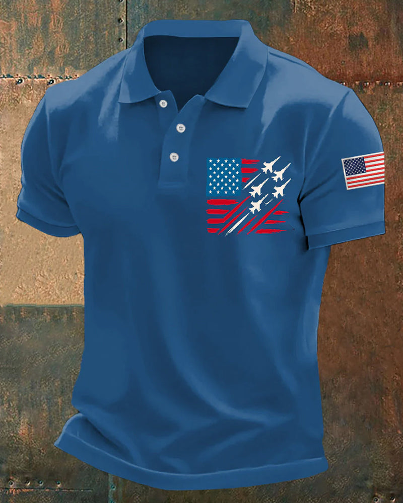 Fighter Formation Stars And Stripes Patriotic Theme Men's Polo Shirt