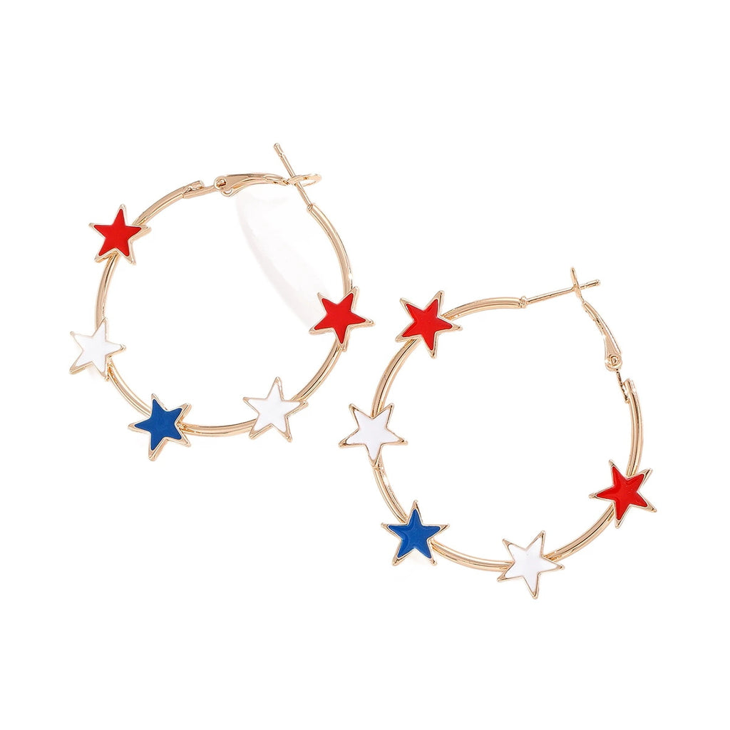American Independence Day Pentagram Flag Star Earrings Accessories