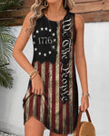 4th of July Round Neck Sleeveless Mini Casual Dress