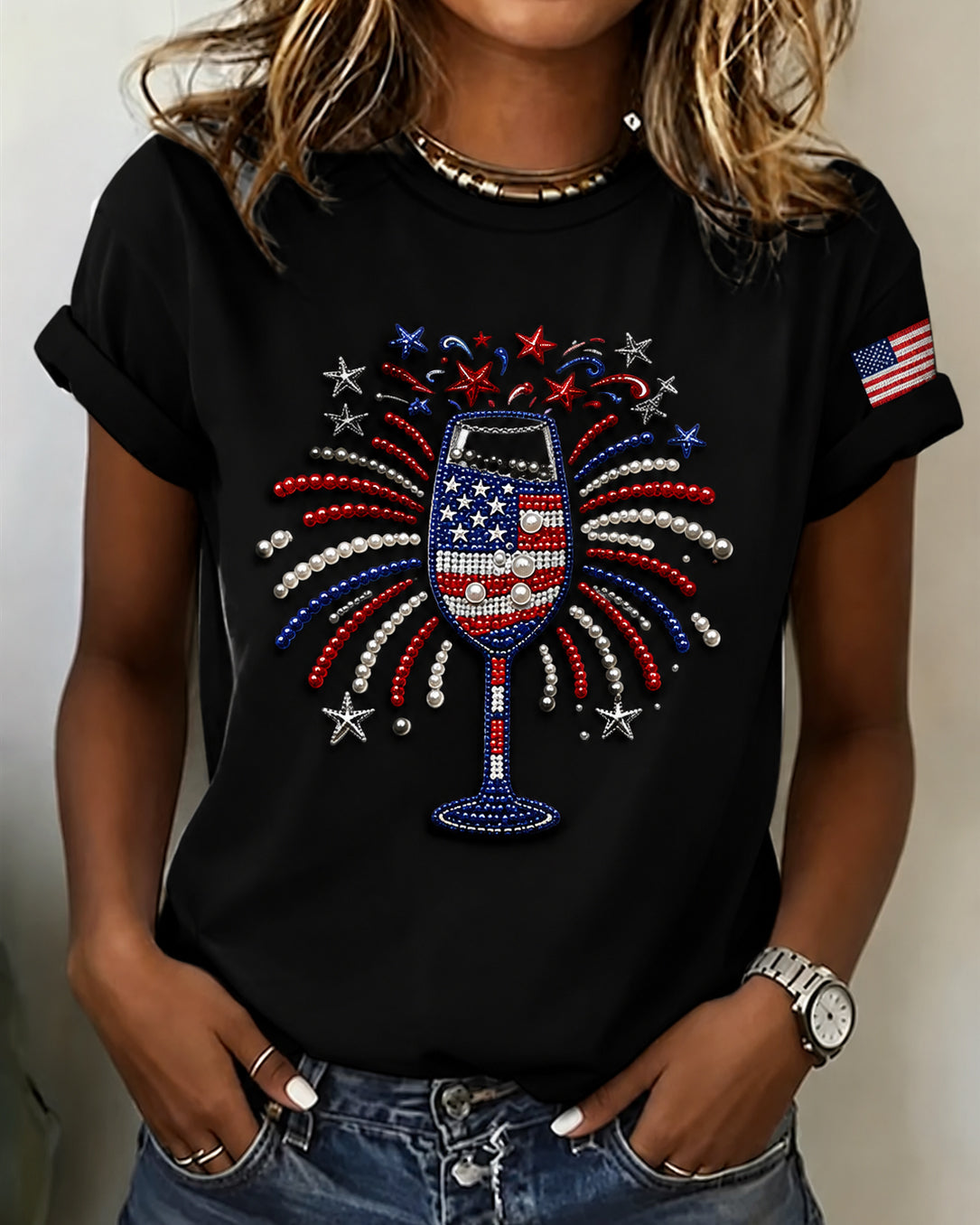 100% Cotton Celebrating the 250th Anniversary Wine Glass Crew Neck Short Sleeve Tshirt