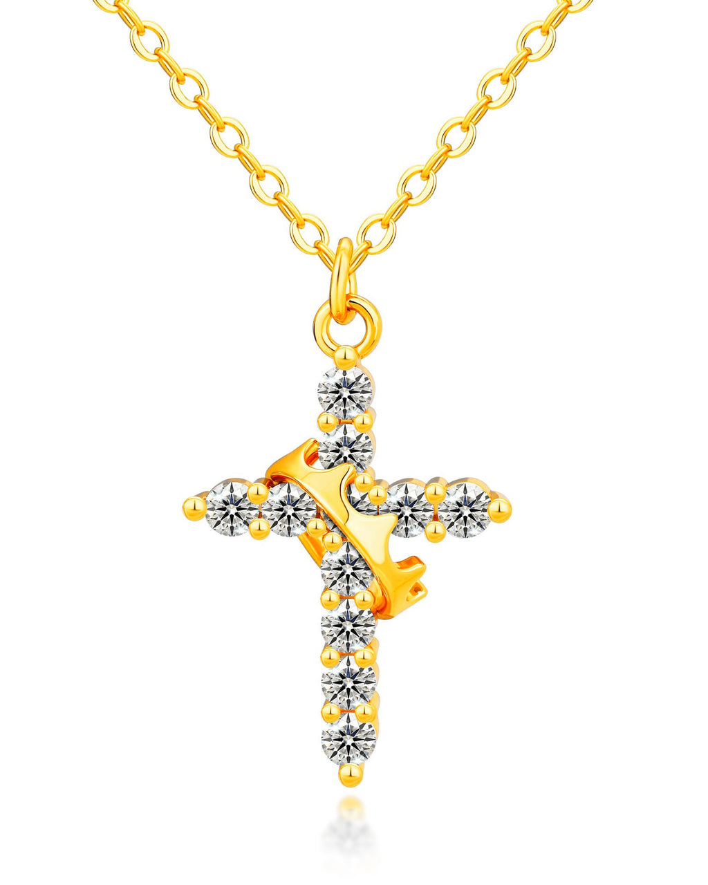 Rotatable Crown Cross Necklace Earrings