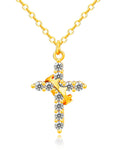 Rotatable Crown Cross Necklace Earrings