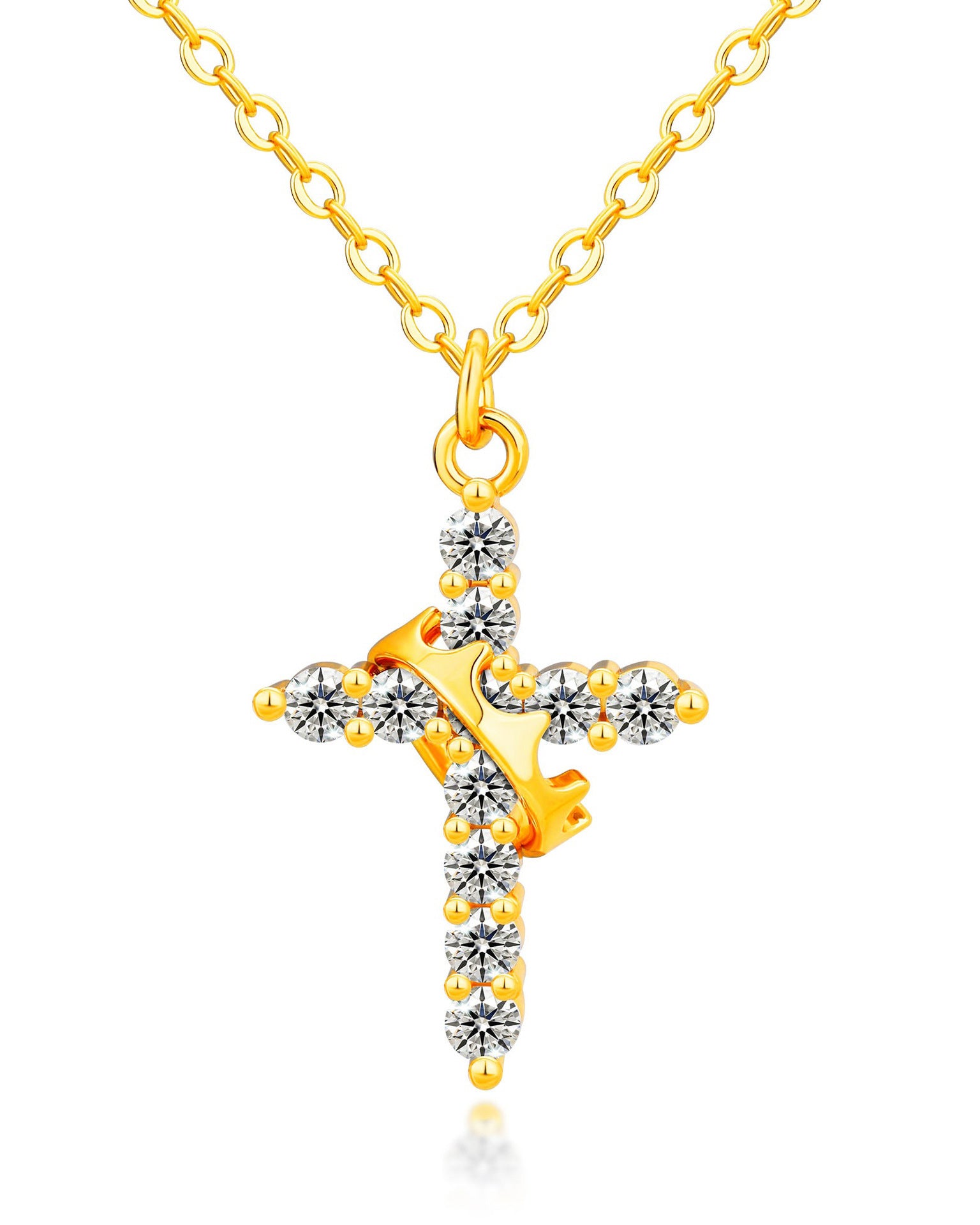 Rotatable Crown Cross Necklace Earrings