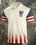 Beige Gradient Star-stripe Cross Eagle Commemorative Polo Shirt