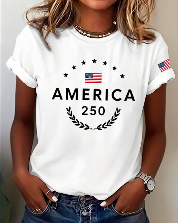 100% Cotton Patriotic American Pride Crew Neck Short Sleeve Tshirt