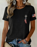 100% Cotton 250 Years American Flag Crew Neck Short Sleeve Tshirt