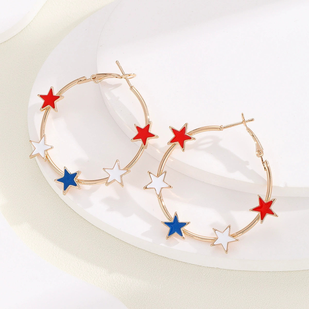 American Independence Day Pentagram Flag Star Earrings Accessories
