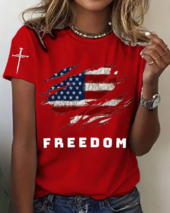 100% Cotton 250th Anniversary of Freedom Crew Neck Short Sleeve Tshirt