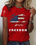 100% Cotton 250th Anniversary of Freedom Crew Neck Short Sleeve Tshirt