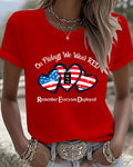 100% Cotton Graffiti of A Heart On The National Flag Crew Neck Short Sleeve Tshirt