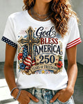 God Bless American Crew Neck Short Sleeve Tshirt