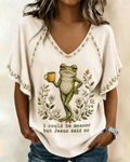 I Could Be Meaner But Jesus Said No Print V-neck Bell Sleeve Top