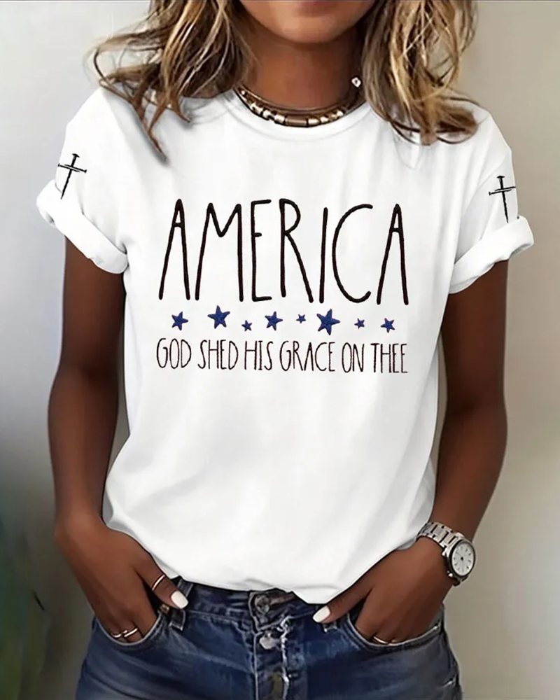 100% Cotton GOD SHED HIS GRACE ON THEE Crew Neck Short Sleeve Tshirt