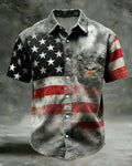 Retro Distressed American Flag 1776-2026 Printed Short Sleeve Shirt