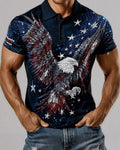 Bald Eagle Stars And Stripes Print Casual Polo