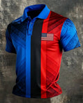 Red Blue Black Colored Flag Casual Polo