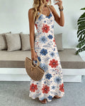 Bohemian Flowers Print Pocket Maxi Dress