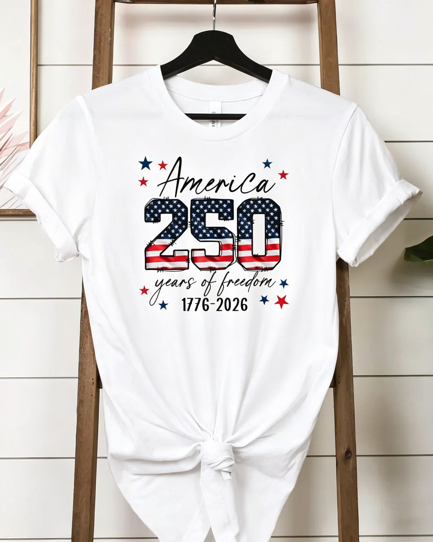 100% Cotton USA 250th Anniversary Crew Neck Short Sleeve Tshirt