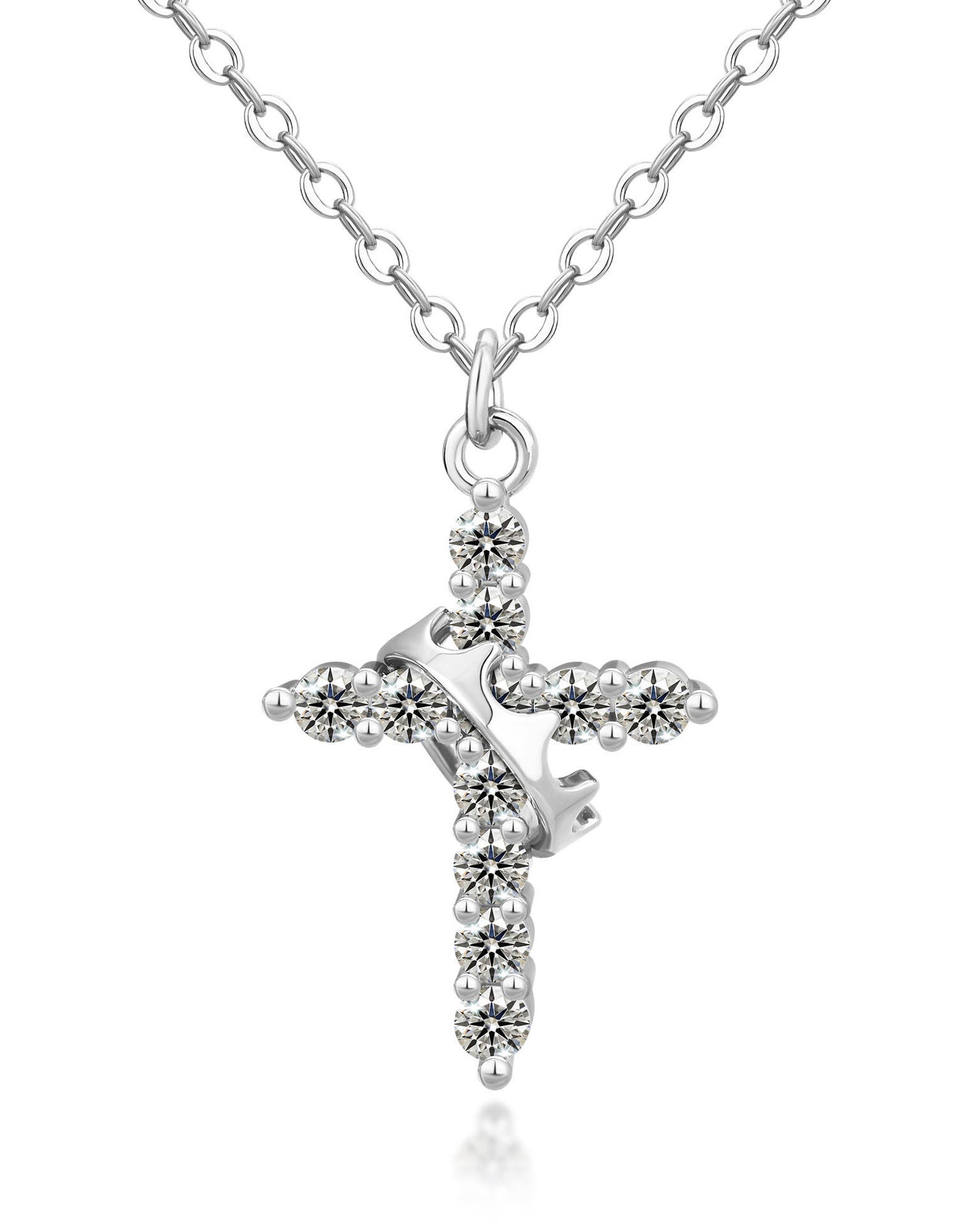 Rotatable Crown Cross Necklace Earrings
